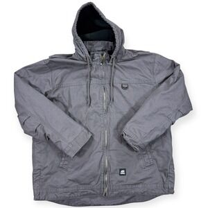 Berne Winter Jacket Men's 2XL Canvas Hooded Fleece Lined Workwear Chore Coat
